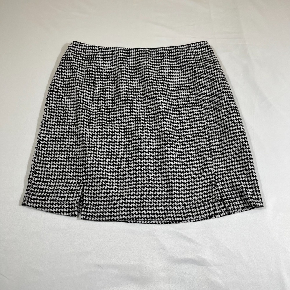 Love On‎ A Hanger Girls Skirt Size 3 Black White Houndstooth Mini Side Slits